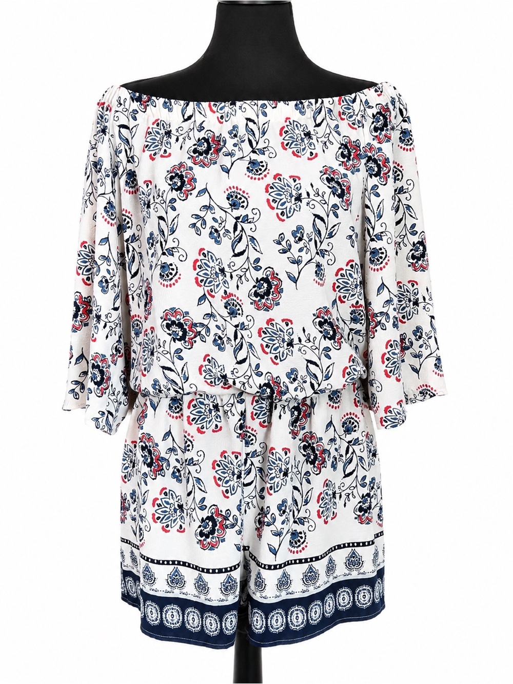 Premier Amour Off-Shoulder Floral Boho-Chic Romantic Romper Women’s Size 10